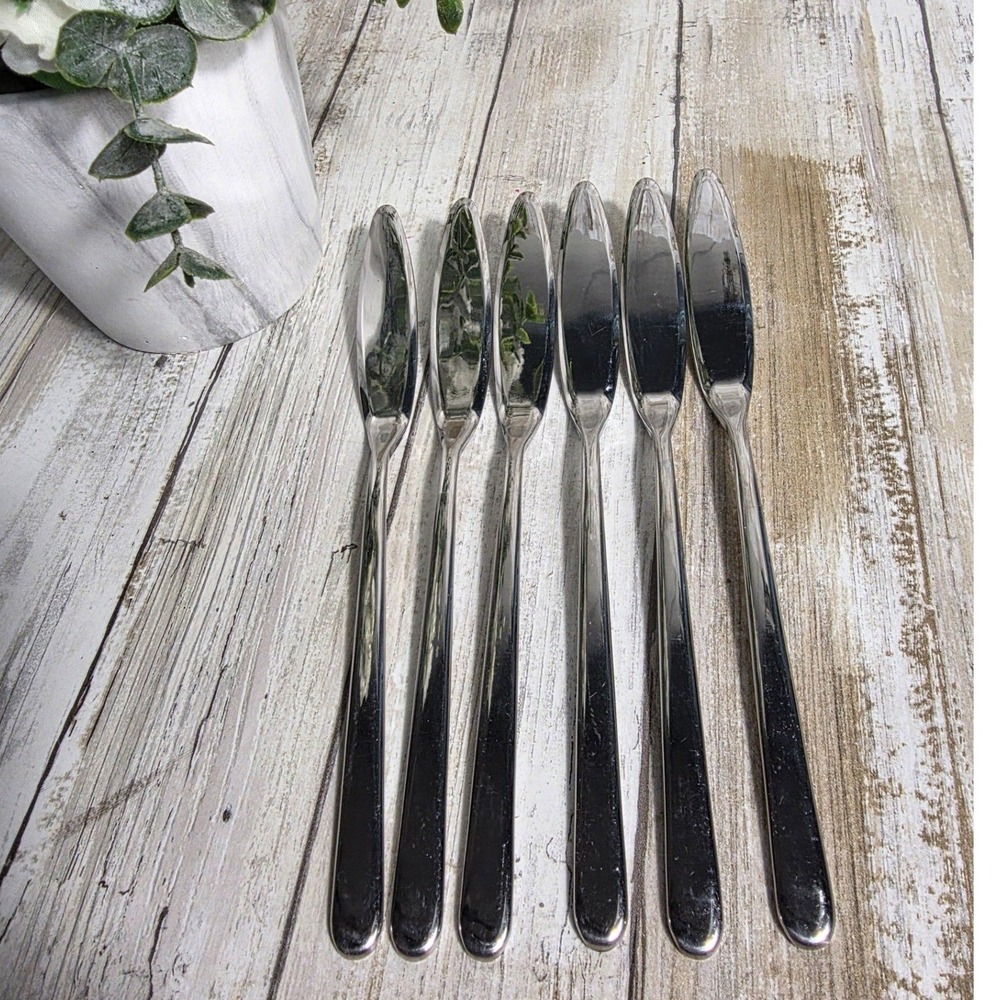 Becchetti Italy 18/10 Stainless Steel Fish Knives Set of 6 Silverware Flatware - Picture 10 of 11